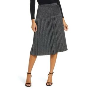 ELIZA J Pleated Lurex Knit Skirt
